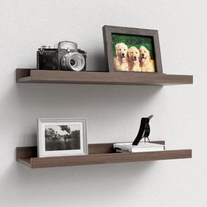 Floating Shelves Wall Mounted Set of 2, Farmhouse Wall Shelves for Storage with Lip, Display Picture Ledge Shelf for Wall Decor Bedroom Living Room Bathroom Kitchen - Walnut (15.7 In)