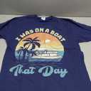 I was On A Boat That Day Vintage Retro Pontoon Boat T-Shirt, Navy Blue L