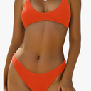 ZAFUL Women's Tie Back Padded High Cut Bralette Bikini Set Two Piece Swimsuit Size M