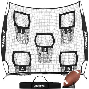 BaseGoal Football Nets for Throwing,Football Target,Quarterback Training Equipment with Target Pockets for Improving Football Accuracy Throwing-8 x 8 ft Nets