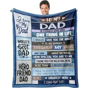 EliteOne Dad Blanket Gift from Daughter and Son - Hero Friend Blanket for Sofa Bed, Birthday for Father, 60''x80''