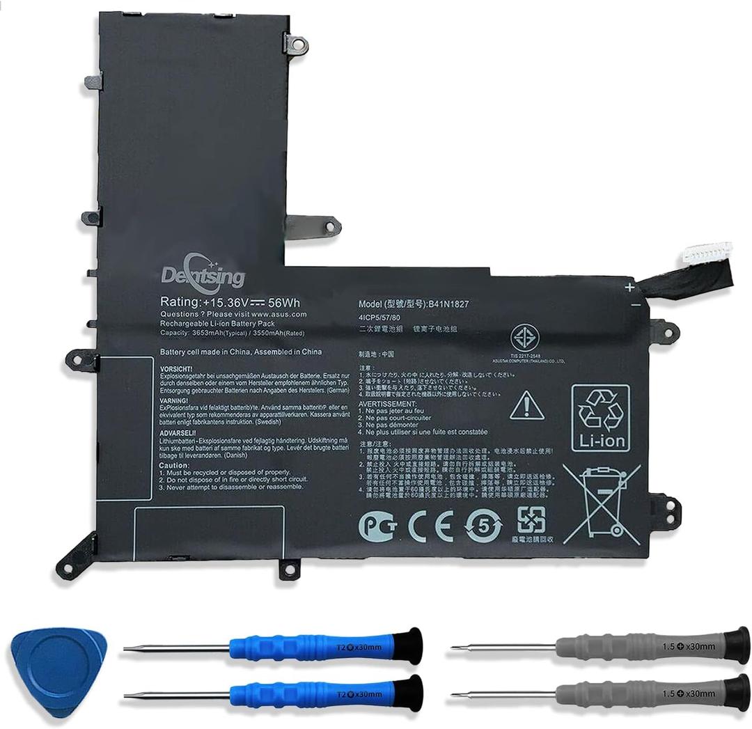 Dentsing B41N1827 Laptop Battery Replace for Asus ZenBook Flip 15 UX562 UX562IA UX562FA UX562FD UX562IQ UX562UG Legion Q526FAC Q526FA Q507IQ Legion UM562IA UX562FA-AC025R Series Notebook 15.36V 56Wh