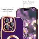 iPhone 15 Pro Max Case, iPhone 15 Pro Max Phone Case[Compatible with MagSafe] Magnetic Slim Thin Lanyard Wrist Strap Plating Shockproof Protective Cover for iPhone 15 Pro Max, Midnight Purple
