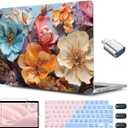 CISSOOK for MacBook Air 13 inch M2 M3 M4 M5 Case 2022 2023 2024 2025 2026 Release, Flower Hard Shell Cases with Keyboard Cover OTG Adapter for MacBook Air 13.6 inch A3449 A3240 M3113 A2681