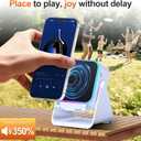 Wireless Bluetooth Induction Speaker, Phone Speaker Amplifier with Colorful Lights & 3500mAh Battery, Portable Phone Stand Compatible with iPhone/iPad/Android/Samsung - White
