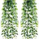 Der Rose 2 Pack Fake Hanging Plants Small Artificial Plants Faux Pea Pod Plants Indoor for Aesthetic Living Room Office Shelf Decor