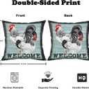 Rooster Throw Pillow Covers Set of 2, 18 x18 Inch Double-Sided Print Pillows Farmhouse Welcome Cushion Cases, Country Farm Chicken Poultry Decor for Couch, Sofa, Entryway, Porch