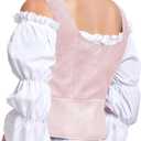 Zando Women Renaissance Corset Vest Pirate Costumes Viking Medieval Corset Top (Pink, L)