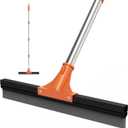 Floor Squeegee for Concrete Floor,18" Large Heavy Duty Squeegee for Floor, Rubber Broom with 62" Long Handle for Bathroom Tile, Garage Concrete, Deck, Shower Glass, Window Cleaning (Orange)