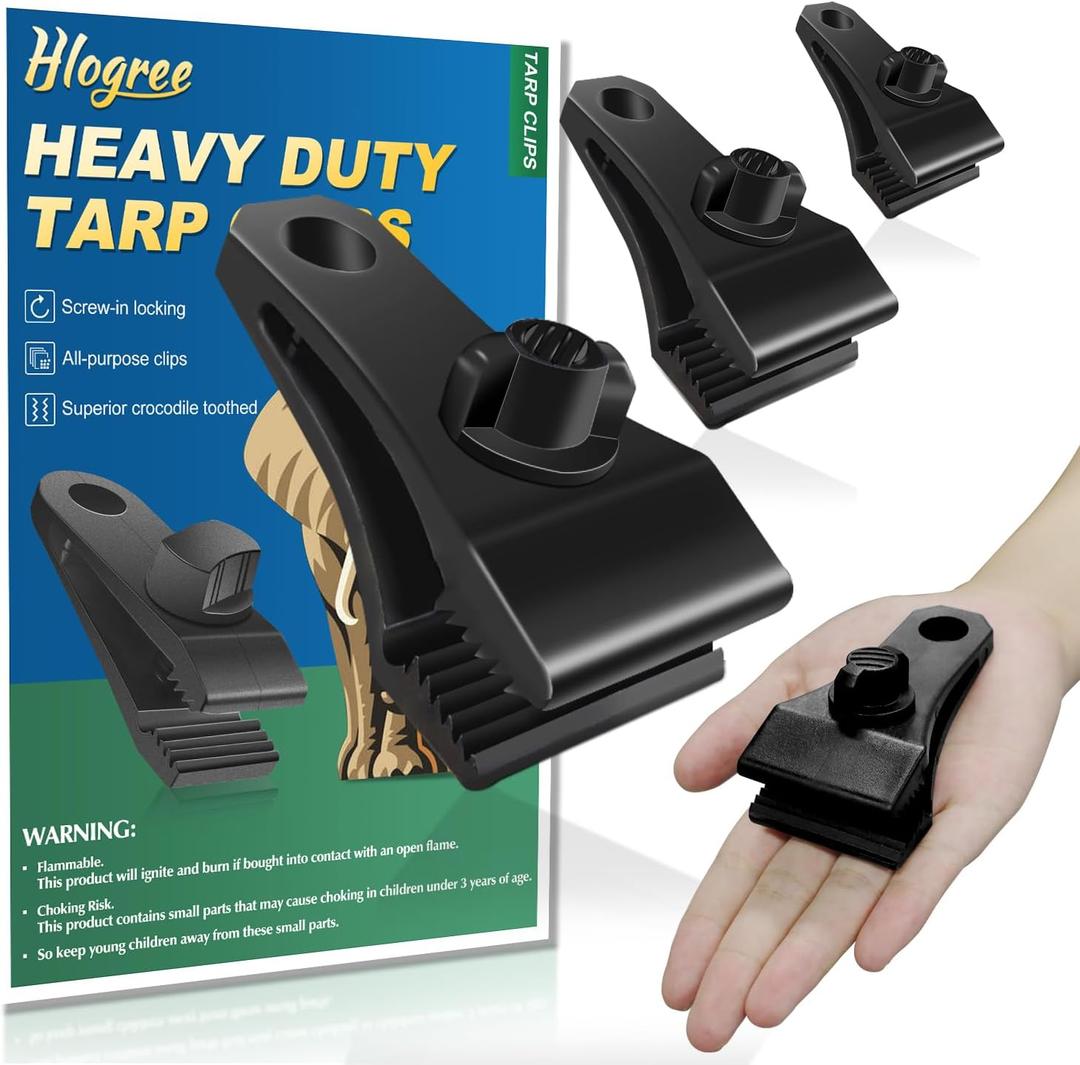 Hlogree 40Pcs Upgrade Large Tarp Clips Heavy Duty Lock Grips for Tarps,Outdoor Heavy Duty Clamp Lock Grip,Car Cover Tie Down Clips Clamps for Pool Cover Camping Caravan Canopies,Tarp Tie Downs