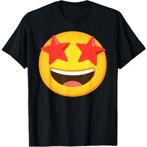 Emoticon Star Struck Star Eyes Wow Face T-Shirt, XS