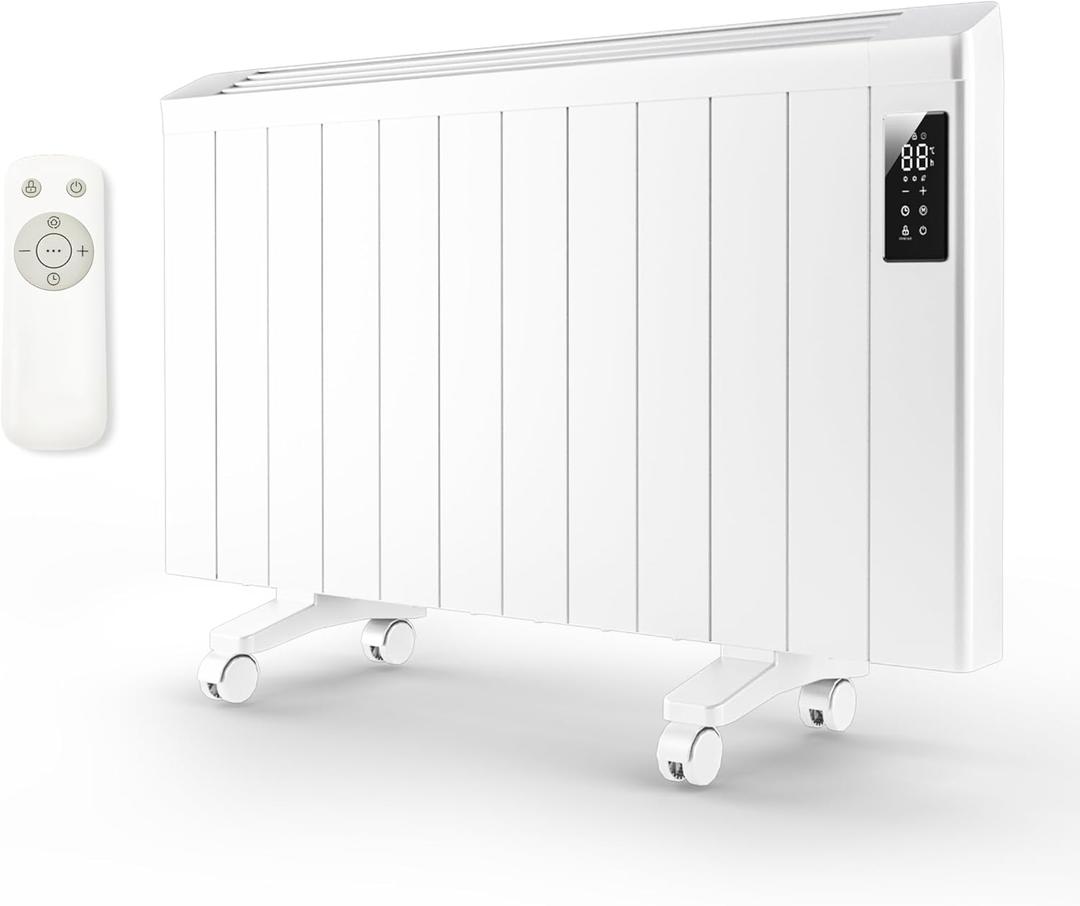 1500w Convection Panel Heater-Portable Electric Heaters, Plug-in Wall Heaters for Indoor Use, Fanless Ultra Quiet, Wall Mount Space Heater w/Remote Control, LED Display, Timer