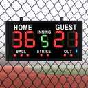 Tellegloww Portable LED Baseball/Softball Scoreboard with Remote Control Built-in Rechargeable Battery Digital Score Keeper for Games Weather-Resistant Indoor Outdoor Use
