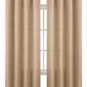 BGment Faux Linen Curtains 90 Inches Long Set of 2 Panels, Living Room Long Curtains Burlap Textured Thick Light Filtering Privacy Grommet Window Treatments, 52 x 90 Inch, Tan