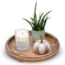 CozyHavenShop Rustic Oak Round Wooden Decorative Tray, 12"L x 12"W x 2.36"H, Perfect for Dining, Kitchen, Living Room & Coffee Table Decor