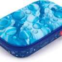 ZIPIT Bubble Pencil Case for Kids, Silicone Sensory Fidget Pencil Box for School, Large Capacity Stationery Organizer Box (Blue)