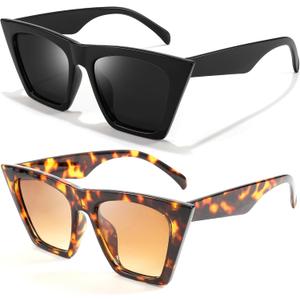 FEISEDY Vintage Square Cat Eye Sunglasses Women Trendy Cateye Sunglasses B2473