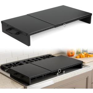 Adjustable Stove Top Cover for Gas Stoves, Electric Ranges & Kitchen Sinks, Extendable Gas Cooktop Burner Covers (15.75" - 28.74"L x 11.81"W x 3.15"H) for Extra Countertop Space, RV Stovetop, Steel
