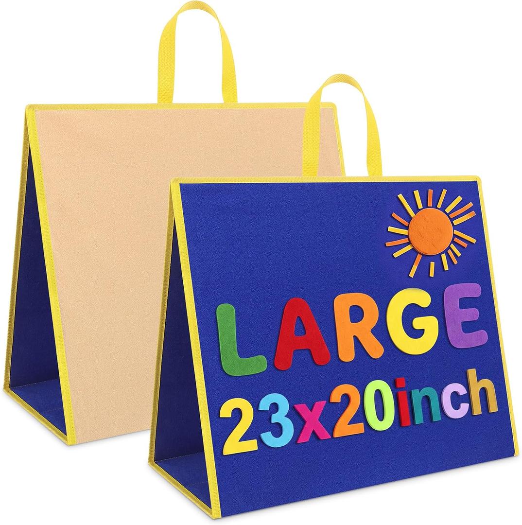 2 Pcs Large Felt Flannel Board, 2-Sided Portable Story Board, 22.83" x 19.69"