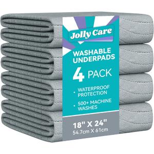 Washable Underpads Waterproof, 4 Pack 18" x24'' Heavy Absorbency Incontinence Bed Pads, Bed Wetting Pads for Babies, Kids and Pets, Soft Reusable Changing Pads for Bed (Gray)