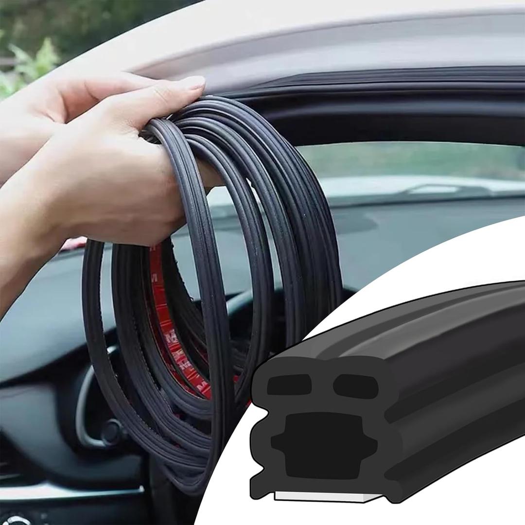 Car Door Seal Strip Weather Stripping, 32.8Ft Automotive Thickened Rubber Seal Trim for Windows Door/Hood/Trunk, Universal Soundproof Stripping Accessories for Most Car,Truck,SUV (32.8Ft)