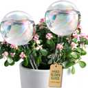Large Extra-Thick Clear Glass Plant Watering Globes, Rainbow Gradient Self Watering Devices for Indoor & Outdoor Plants, AutomaticWaterer Spikes, Perfect for Daily or Vacation Use, 2-Pack