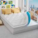 OhGeni Cooling 4 Inch Full Size Dual Layer Mattress Topper, 2 Inch Egg Crate Gel Memory Foam, 2 Inch Pillow Top Pad, Bedroom Essentials Mattresses Cover, Extra Comfortable Sleep and Back Pain Relief