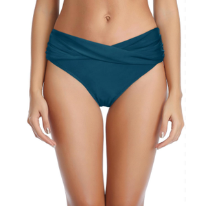 Tempt Me Women Twist Bikini Bottom Moderate High Cut Bathing Suit Bottoms Ruched Swimsuit Bottom Small