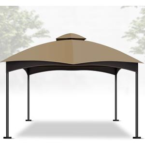 10'x12' Replacement Gazebo Canopy Top Cover Double Tiered Outdoor Canopy Cover Roof Resistant Durable for Grill Patio BBQ Compatible with Lowe's Allen Roth 10X12 Gazebo #GF-12S004B-1 / GF-12S004BTO