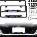 2PCS License Plate Frames, Stainless Steel 4-Hole License Plate Cover for BMW X3 X5 X1 X7 X6 4 3 5 2 1 Series M3 M5 M4 M2 M6 e90 e91 Accessories, with Screw Caps Cover Set(Carbon Fiber Black)