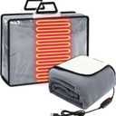 Glooglitter USB Heated Blanket 50"x60" Large Heating Throw Electric 5v Powered with Timer Function and Temperature Controller for Car Winter Travel Home Office Camping(Gray and White,Solid Color)