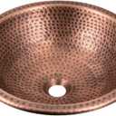 Monarch Abode Bathroom Sink – 16-Inch Rotunda Dual Mount Undermount or Drop In Bathroom Sinks, Bathrooms Hand Hammered Pure Copper Vanity Sink for Countertop, Powder Room, Bath, or Restroom