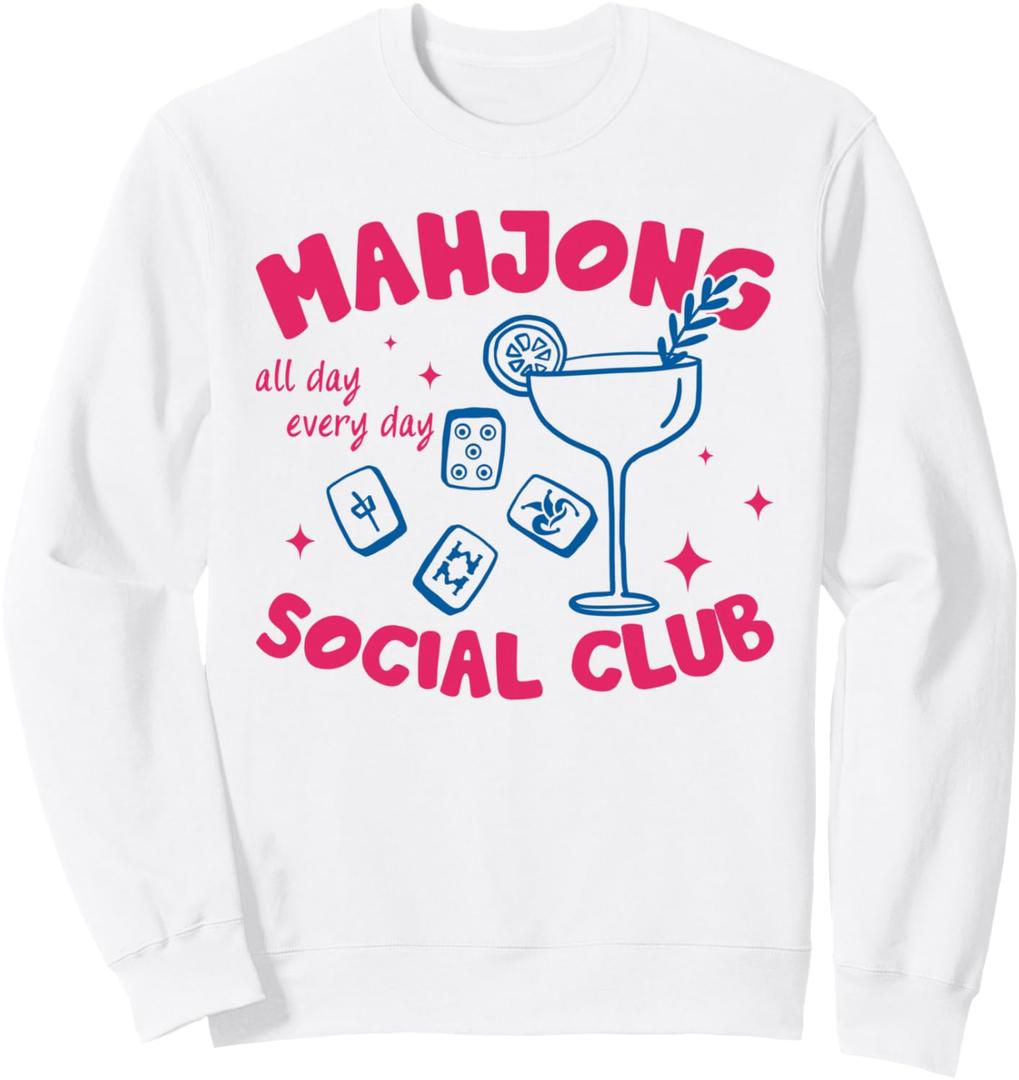 Playing Mahjong Social Club Girls Fun Game Trendy Mahj Lover Sweatshirt, Size M