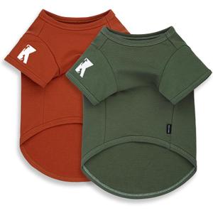 Koneseve Dog Shirt Soft Cotton Stretchy Clothes for Medium Large Dogs 2-Pack (Rust & Mist Green 4XL)