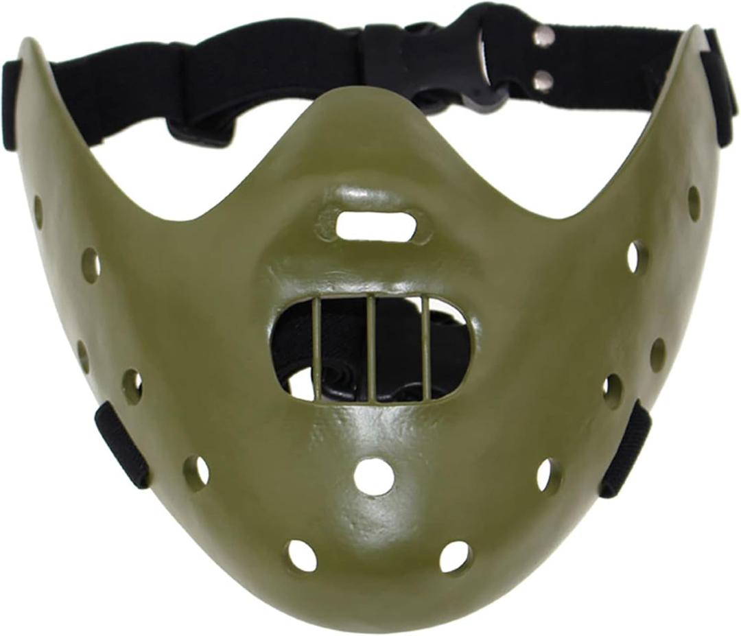 Hannibal Lecter Mask Cosplay The Silence of The Lambs Half Face Killer Halloween Costume Props Resin (Green)