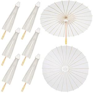 Sadnyy 33 Inches Paper Umbrellas Paper Decorative Chinese Japanese Parasol Umbrella DIY Oiled Painting Umbrellas Crafts for Wedding Bridal Party Decor(White,36 Pack)