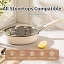 10 inch Titanium Ceramic Nonstick Frying Pan with Lid – Scratch Resistant Skillet, Induction & Gas Stove Compatible, PFOA-Free Cookware for Eggs and Steak