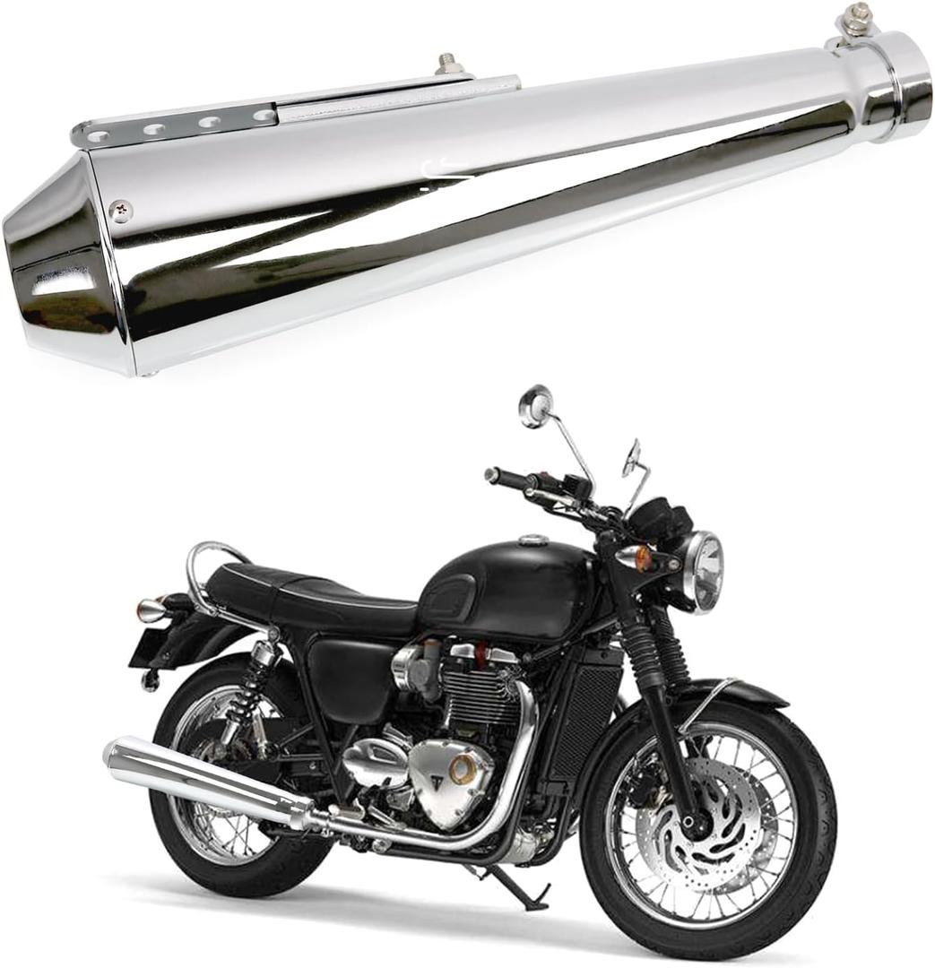 Sporacingrts Stainless Steel Motorcycle Exhaust Muffler Silencer Pipe Inlet 1.46 1.54 1.65 1.77Inch Motorcycle Exhaust for Dirt Bike Street Bike Scooter(Silver) (Sliver)