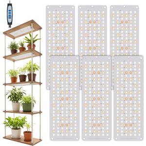 Garpsen Grow Lights for Indoor Plants, 882 LEDs Full Spectrum Plant Light with 5 Dimmable Levels & 3 Color Modes, Grow Lamp with Auto Timer 6/12/16H for Under Cabinet Plant & Plant Stand(6Panels)