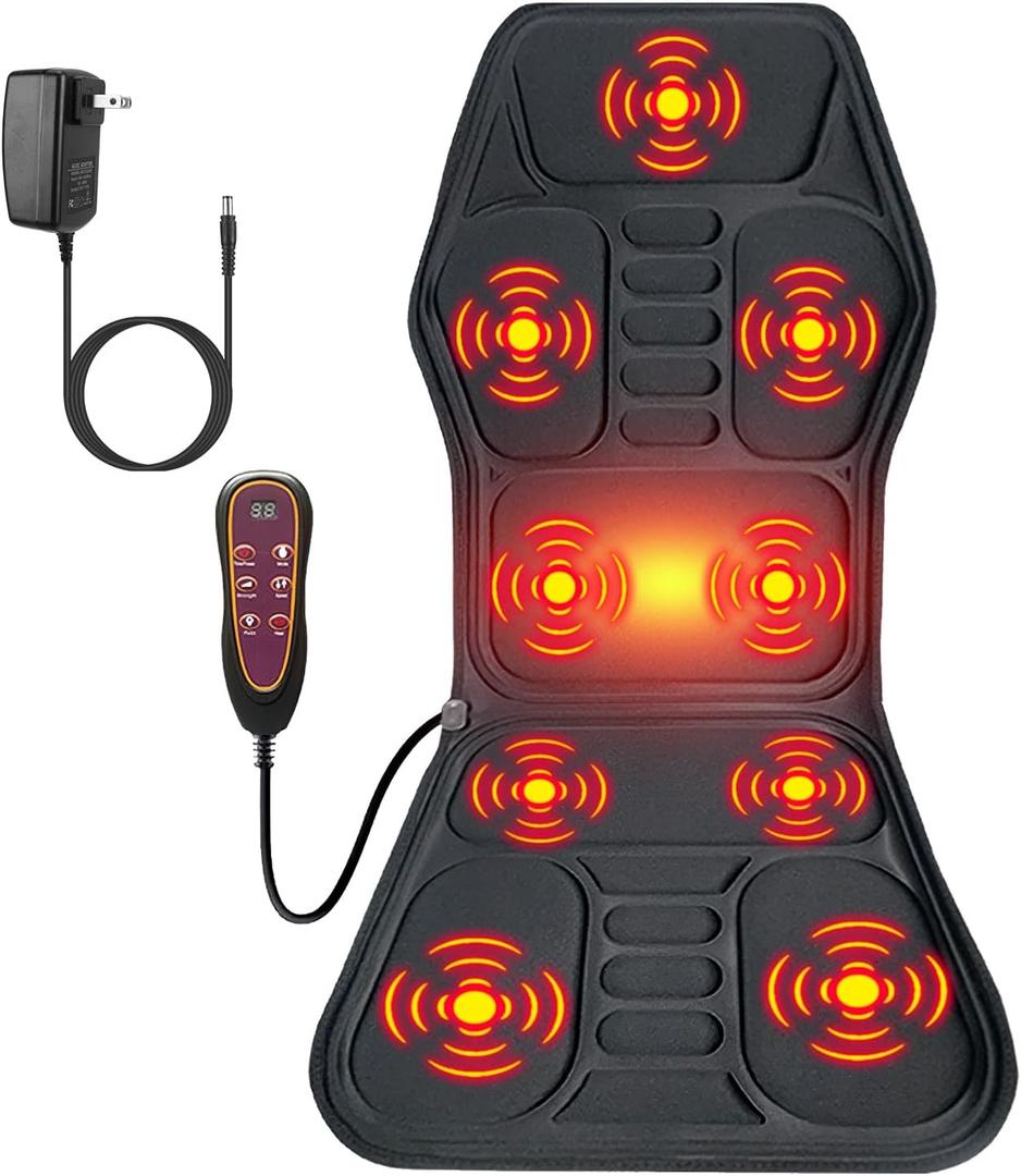 Back Massager Chair Pad with Heat, Massage Seat Cushion, Multifunctional Back Massager Fatigue Stress Relief with Massage Vibration Timer for Men Women Home Office Car Use (47"x17")