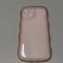 Qokey for iPhone 15 Case 6.1", Curly Wave Design Bumper Design Transparent Shiny Case Cute Clear Shockproof Protection Soft Wavy Phone Cover Case for Women Girls Men, Clear/ Pink