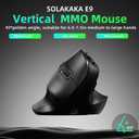 SOLAKAKA E9 Vertical MMO Gaming Mouse,24800 DPI,Tri-Mode Ergonomic Wireless Mouse with 10 Side Buttons,RGB Mouse for PC/Mac Black
