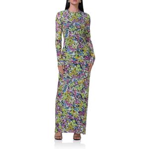 AFRM Women's Didi Crewneck Mesh Long Sleeve Maxi Bodycon Dress XS