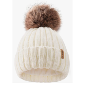 FURTALK Kids Winter Hat Toddler Knitted Beanie with Faux Fur Pom Poms for Baby Girls Boys
