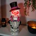 16.5" Halloween Skull Head Decor Statue, Decoration Home Decoration Party Decoration, Skeleton Collection Statue, Halloween Statues, Resin, Mr. Skeleton