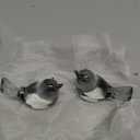 Reyife Small Bird Figurines Home Decor Glass Crystal Bird Statue Modern Style Decorative Ornaments for Living Room, Bedroom, Farmhouse, Office Desktop, Book Shelf, Coffee Table, Cabinets (Silver)