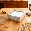 Travertine Marble Napkin Holder 7.5 Inchs for Table,Stone Flat Napkin Dispenser for Kitchen Restaurant Dining Room Countertop Decor