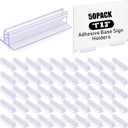 Fulmoon 50 Pcs Sign Holder, Adhesive Base Sign Holders Multiple Uses for Counters, Warehouses, Base Holders with Strong Adhesive (1*3in)