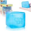 Stress Cube Squishy Stress Balls for Adults Kids Sensory Fidget Toy for Your Best Mellow and Chill -Ice Cubes-Square Shape with Filling (Blue Cube)