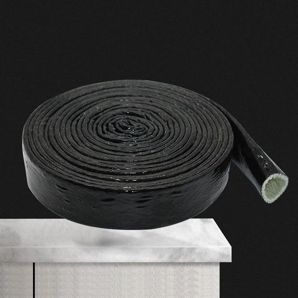 10 Feet Length Heat Shielded Fire Thermo Armor Fire Sleeve 3/8" ID, Silicone Coated Fiberglass Heat Protection for Automotive Hose Lines & Electrical Wiring Black 3/8" x10 Feet